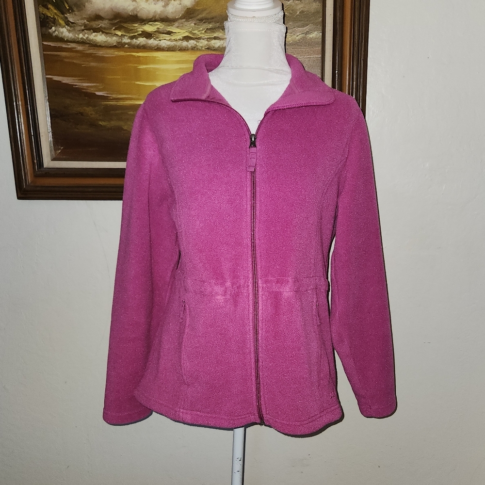 Vintage 1990s Lightweight Pink Purple Zip Up Fleece L.L. Bean